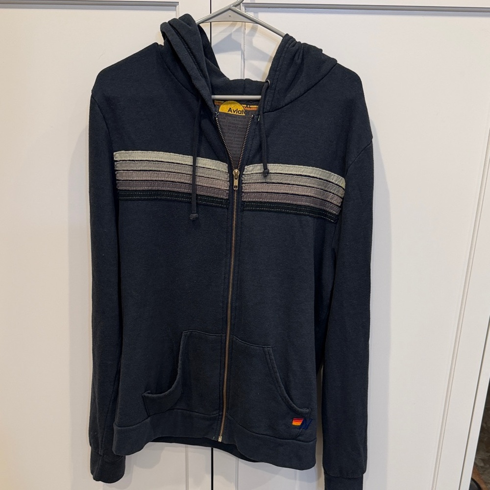 Aviator Nation gray Hoodie with Stripes